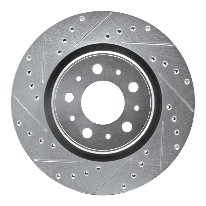 Volvo C70 Brake Rotor (1) - Front Left - R1 Concepts - Drilled & Slotted - Silver - `98-`04